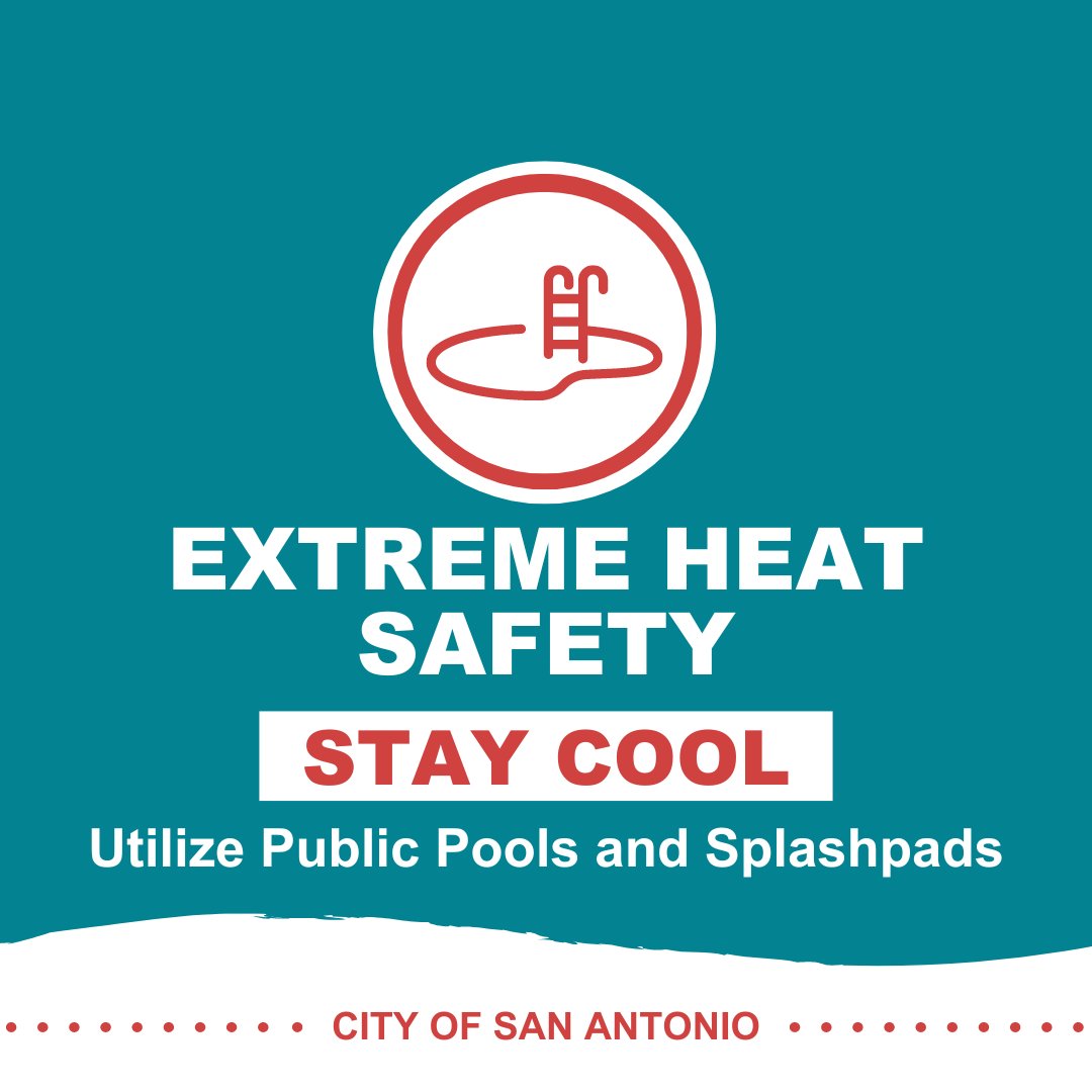 #SATXWeather: Beat the Heat by utilizing public pools and splashpads! For a list of City Pools, visit: ow.ly/Psfl50RUeFX