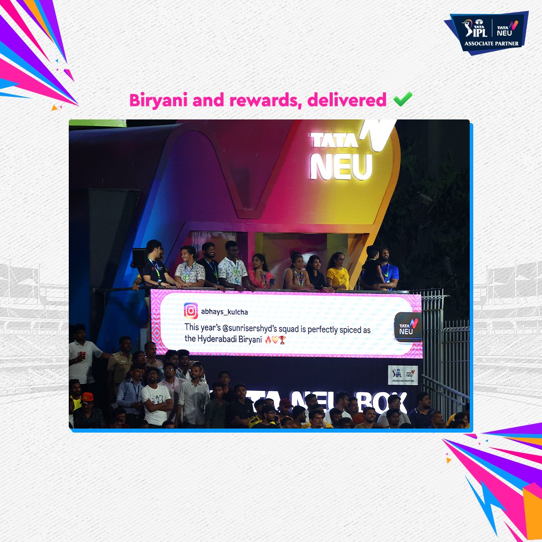 tata_neu's tweet photo. Hyderabad fans know it best 👏

Are you ready to see your fan messages tonight? 👀

#TataIPL2024 #TataIPL #Hyderabad #Finals #TataNeu #TataNeuBox #NeuBox https://t.co/TqTiGNGDIa