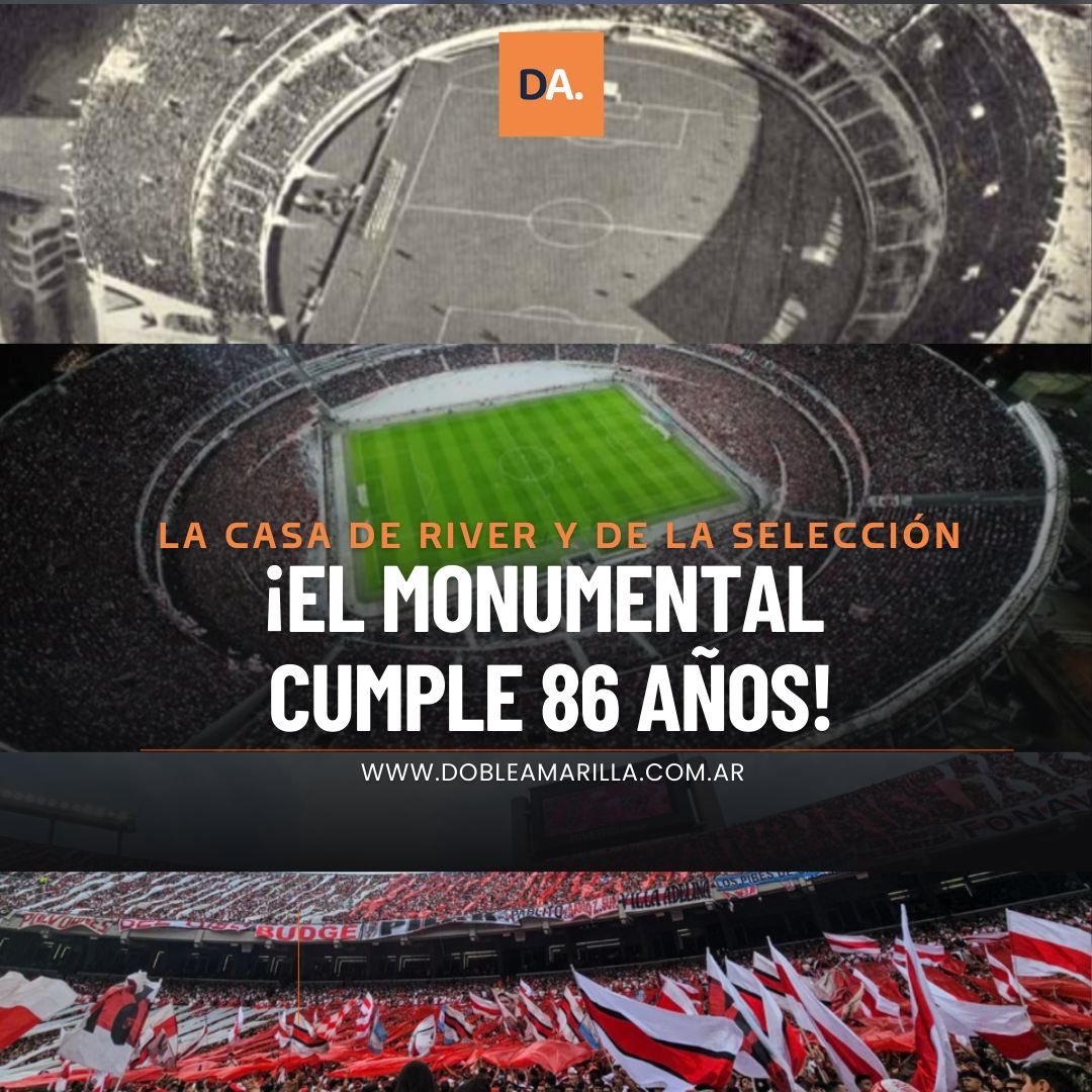 okdobleamarilla's tweet photo. 🥳 ¡Feliz Cumpleaños Monumental!
🏟️ El estadio Antonio Vespucio #Liberti, la casa de River 🔴⚪️ festeja hoy sus primeros 86 años de vida
🏗️Luego de ser refaccionado hace algunos años se convirtió en el recinto con mayor capacidad de Sudamérica https://t.co/DJb6QNJ1S5