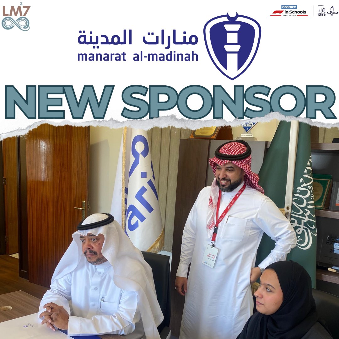 LM7_racing's tweet photo. We're excited to welcome @ManaratAlMadina as our new LM7 Elite sponsor! 🚀 Stay tuned for amazing updates as we head to Nationals!

يسعدنا أن نرحب بـ @ManaratAlMadina بصفته الراعي الجديد لـ LM7 Elite! 🚀 ترقبوا التحديثات المذهلة بينما نتوجه إلى المنافسة الوطنية!
#F1inschoolsksa https://t.co/cSaQ8kJfnk