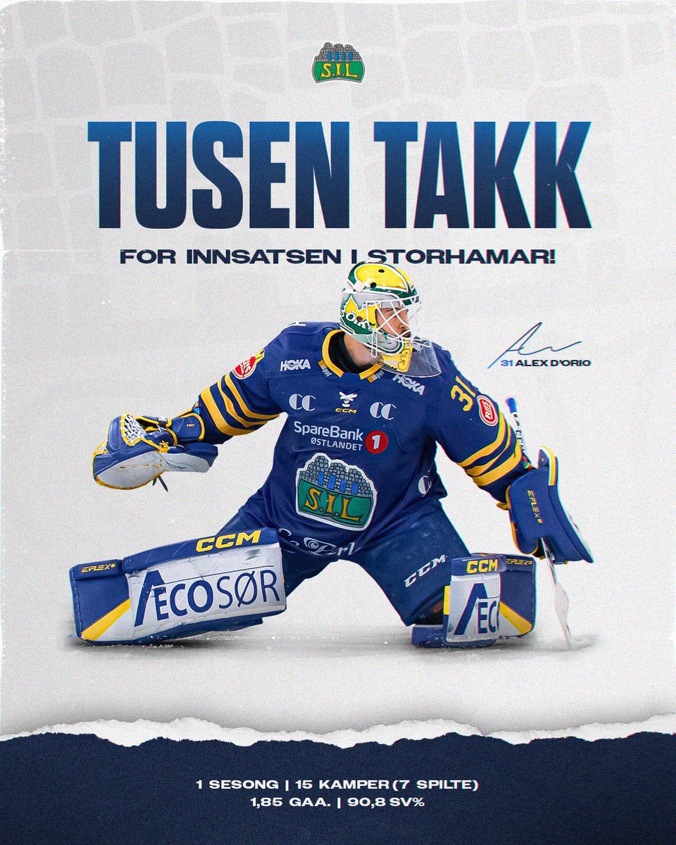 Tusen takk for innsatsen din i Storhamar, D’orio! 
Good luck on your next  journey🤩💪🏽

#storhamarfamilien #vigirossaldri #2hockey