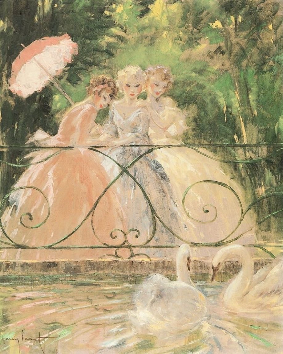 ‘the french women and the swan’ by louis icart, 1940 🦢