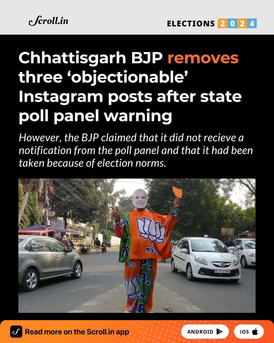 #LokSabhaElections2024 | State poll authorities verbally reached out to the Hindutva party and also contacted the parent company of Instagram, Meta, following which the posts were deleted. Read more: scroll.in/latest/1068380/