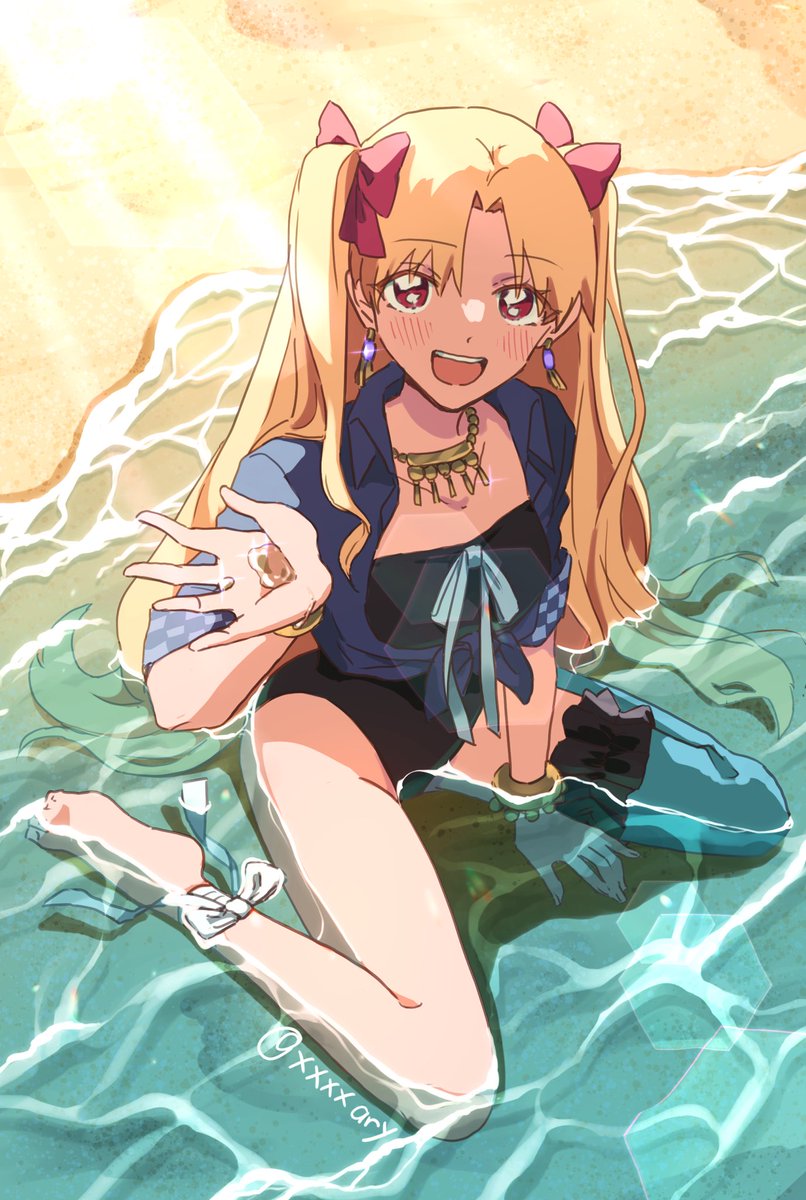 エレシュキガル(Fate) 「水着が無いなら拝借してしまえばいいのだわ 」|ありのイラスト