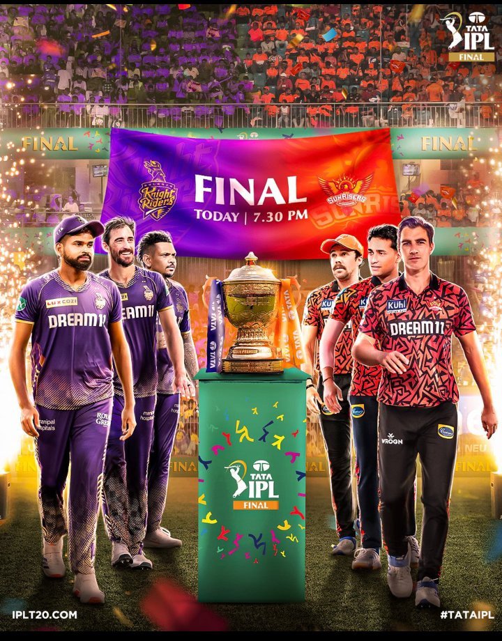 Come on KKR 💜
Win this final and bring the trophy 
Tod do Cummins ka ghamand 🏆
#korboLorbojeetbore 
#KkrvsSrh 
#IPLfinale