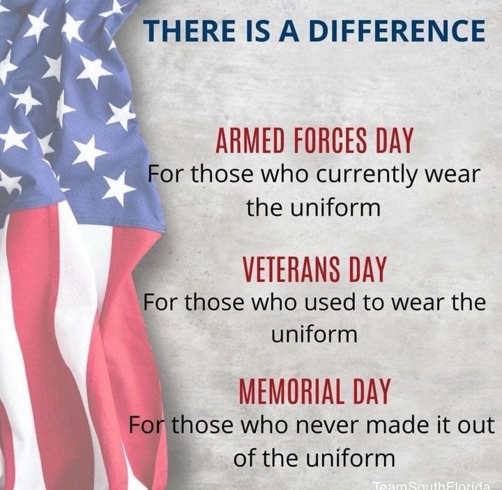#Sharing #Respect - We don't know when such a serious holiday became a retail sales extravaganza but this explains the differences in our honoring our military personnel. Memorial Day is just that. It is a day to honor those who died while serving our country. 🇺🇸