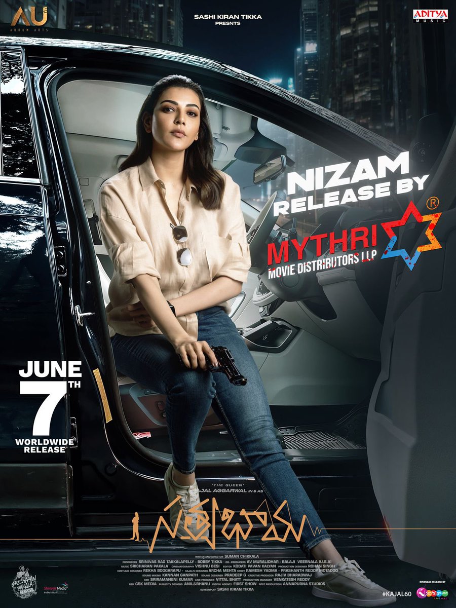 The reputed @MythriOfficial will release #Satyabhama in Nizam through its distribution wing @MythriRelease ❤️‍🔥 Wide release across Telangana on June 7th.