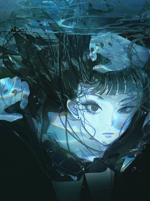 「black eyes underwater」 illustration images(Latest)