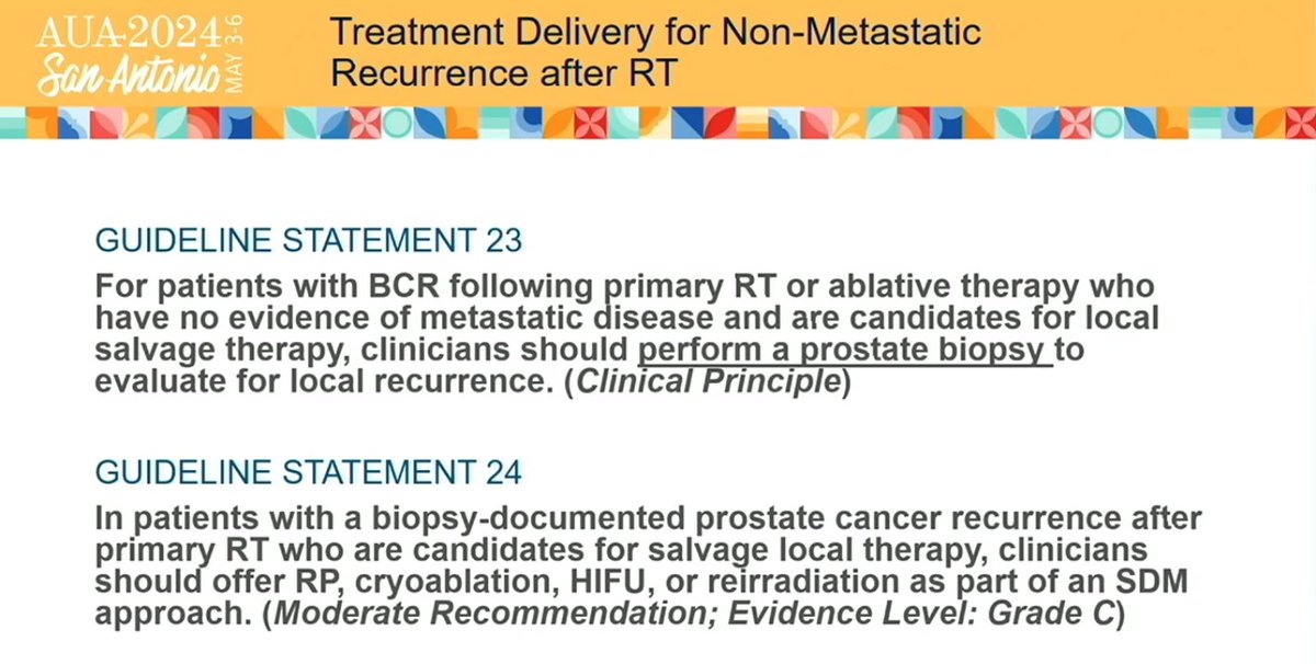 vourganti's tweet image. What if your prostate cancer returns after radiation therapy (a common occurrence)? There is so much more than simple observation or hormone tx! Dr. Todd Morgan @wandering_gu presented new #AUA24 Guidelines supporting ablation, surgery, and repeat radiation. @FocalSociety