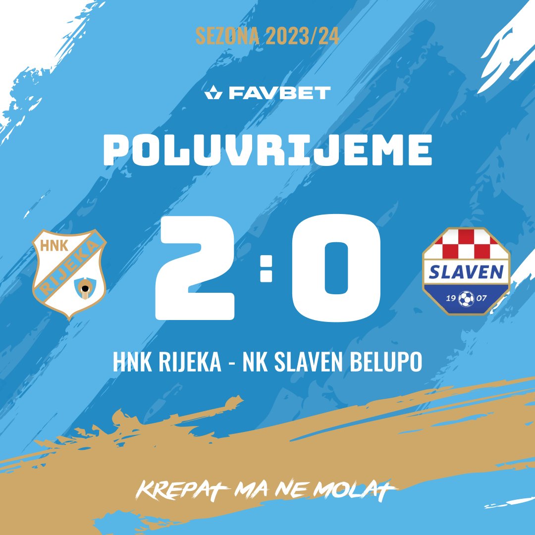 Na poluvrijeme odlazimo s vodstvom od 2:0 golovima Obregona i Jankovića 🔵⚪
#ZajednosmoRijeka #HNKRijeka