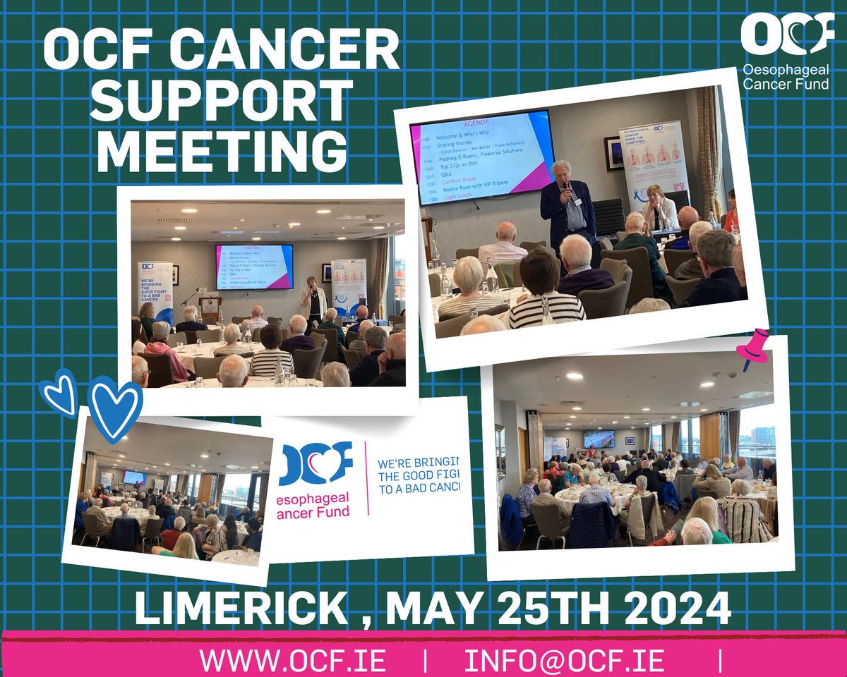 OesophagealCF's tweet photo. Thanks to all who attended our Cancer Support Meeting in Limerick. yesterday, an amazing day,  fantastic to meet our OCF community , patients , carers and survivors.  Visit https://t.co/hdVkJs6GzB for more event dates and details.

#OCFbyyourside #fightingcancer #patientsupport https://t.co/902PFmnn0P