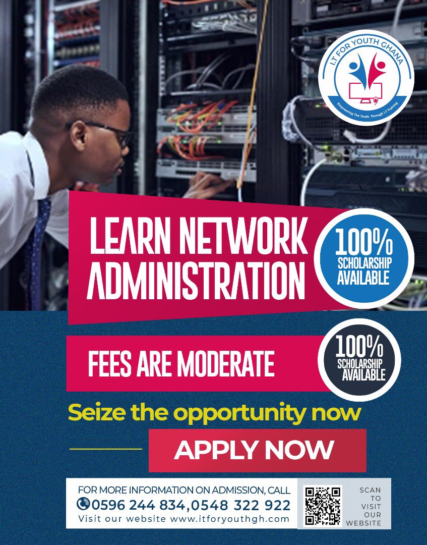 ITFORYOUTHGHANA's tweet photo. START YOUR ICT CAREER JOURNEY WITH US….

Registration ongoing… visit https://t.co/tz5WYdhPMh

#ittrainingschool #ittraining #techskills #digitalskills #ghana https://t.co/pHySZK5jzu