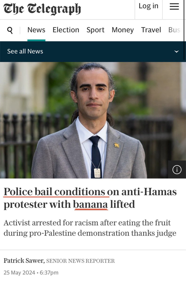 In my opinion, the most disastrous thing the @metpoliceuk could do was to impose the harshest restrictions against humanity and the law for a '🍌' Thank you to the @Telegraph for covering this👇🏻 telegraph.co.uk/news/2024/05/2…