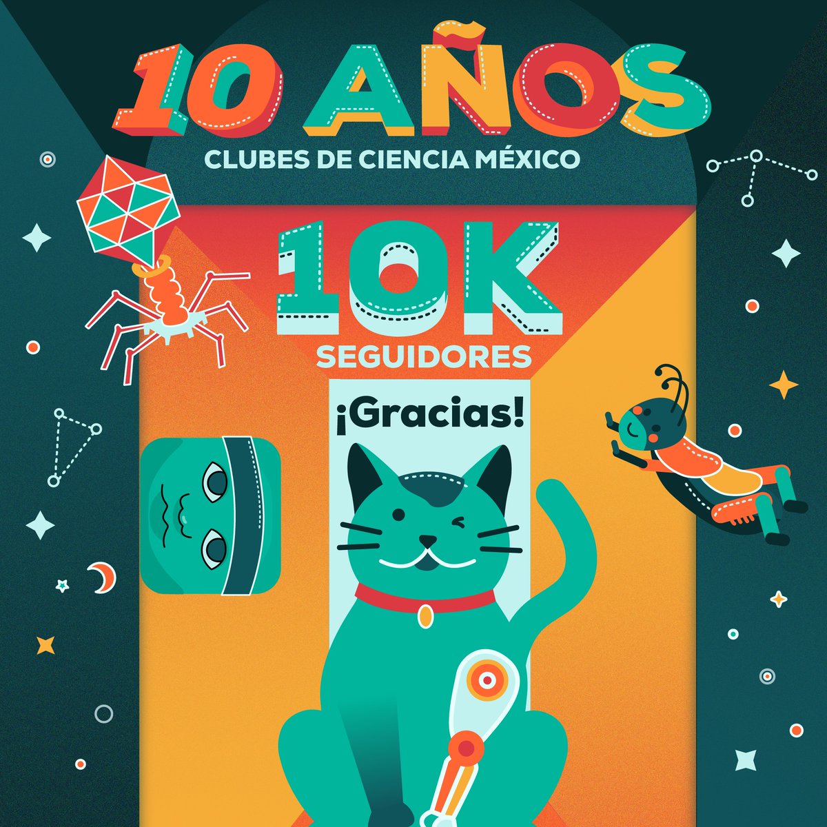 ClubesCienciaMx's tweet photo. ¡Ya somos 10 mil cluberos en Instagram! 🤩
Celebramos una década de Clubes de Ciencia México y con ello el crecimiento de esta gran comunidad, ¡muchas gracias por ser parte de este proyecto, sin ustedes, nada de esto sería posible! ❤️
#CdeCMX https://t.co/fcvxqiAh2k