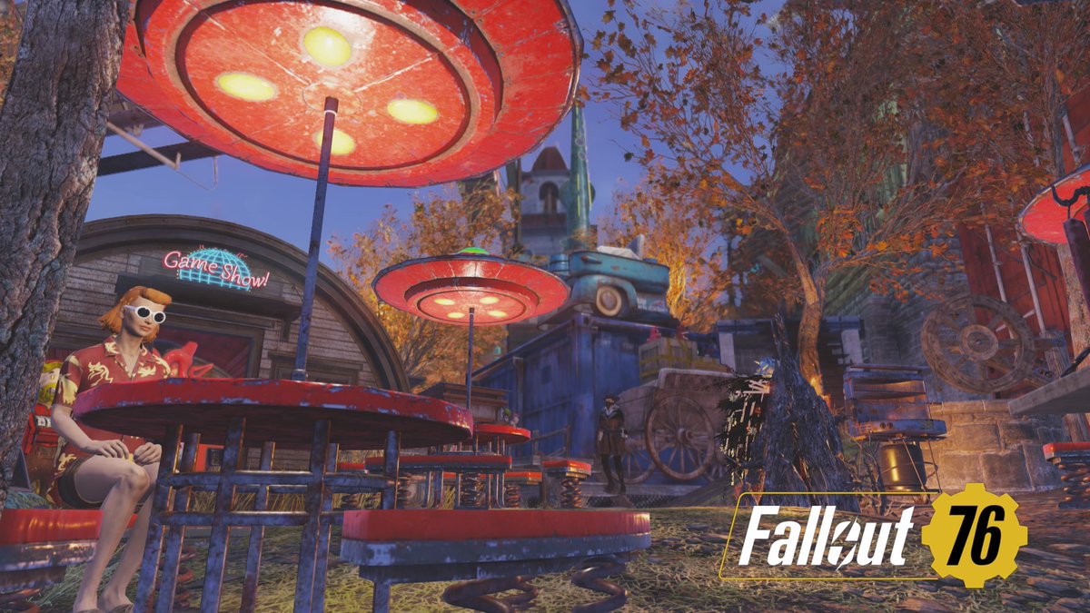フォールアウト76🐄☕🏕✨

TADYさんの街キャン～ミートウィーク前～
イベント前後に是非寄ってみてください😊
荷物整理はもちろんの事、あそべるCampとなっております🫡
※さくえださんは付いてません。
しかも写ってるのは私のキャラだし🤪
#Fallout76 #Fallout76Camp