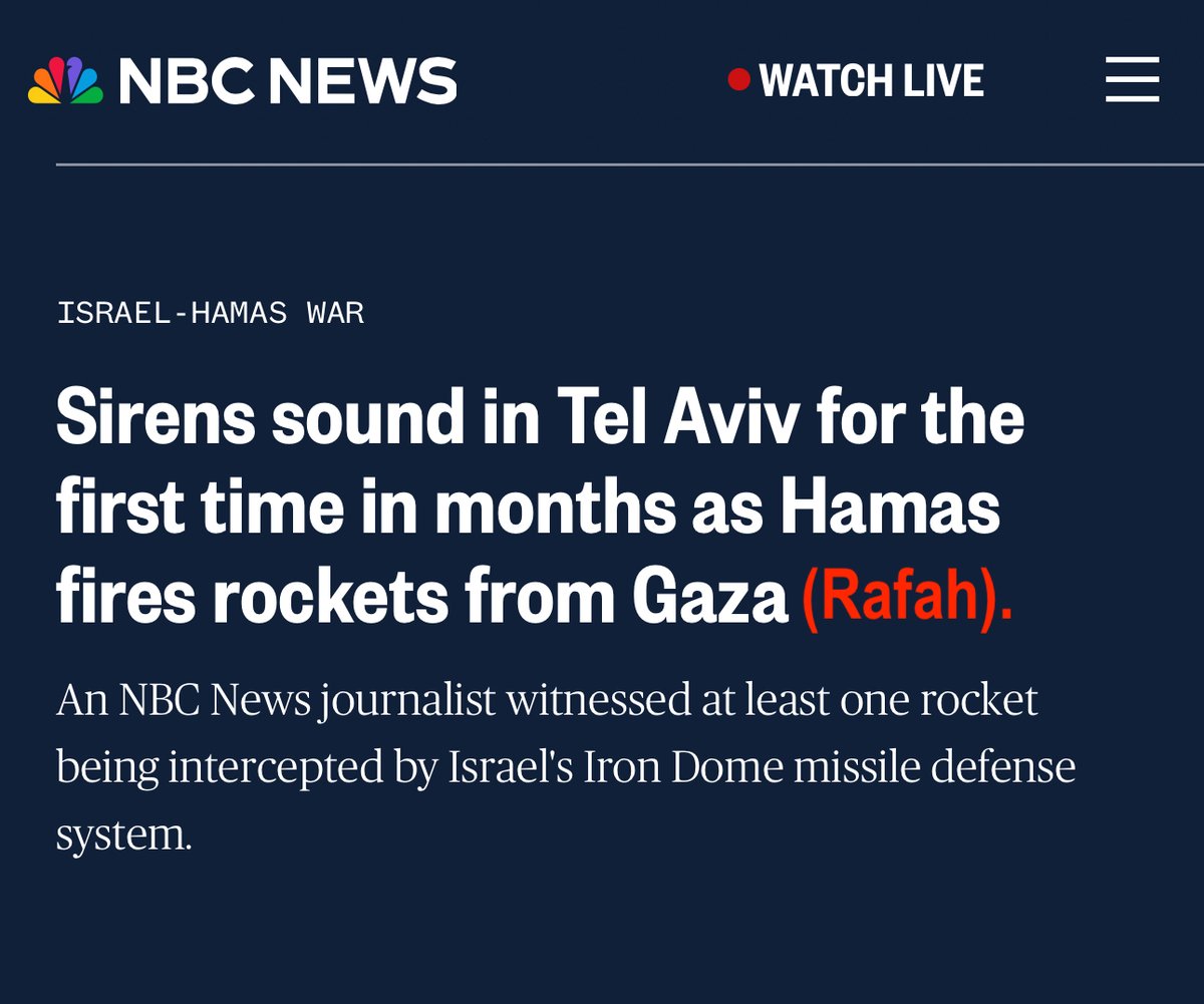 Rafah, Rafah, Rafah. Dear international media, at the very least, please report the facts accurately and do not omit the fact that the rockets rained down on Israel by Hamas today, were fired from #Rafah!