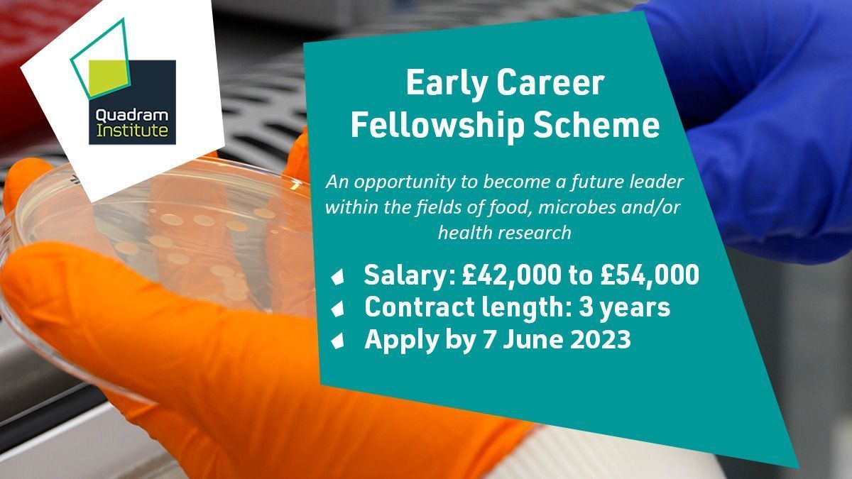 The Quadram Early Career Fellowships provide medium term support to outstanding early career scientists to enable them to apply to more larger and longer-term fellowship programmes 🥼 💷 £42,000 - £54,000 🗓️ Apply by 7 June 2024 ➡️ buff.ly/3JQ7mm1