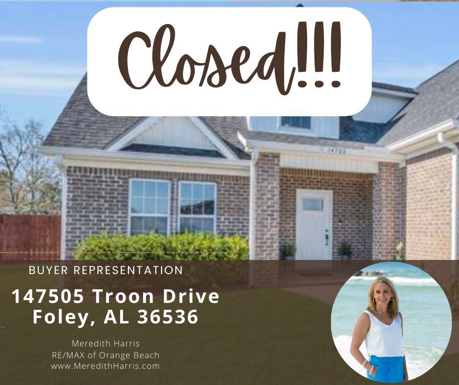 We finally got it closed!!!  My buyers had the great opportunity to assume a mortgage at a fantastic interest rate and got to buy their dream home!  Congratulations on your move to Foley!

#meredithharrisrealestate #alabamagulfcoast #gulfcoastrealestate #foleyal #homesweethome
