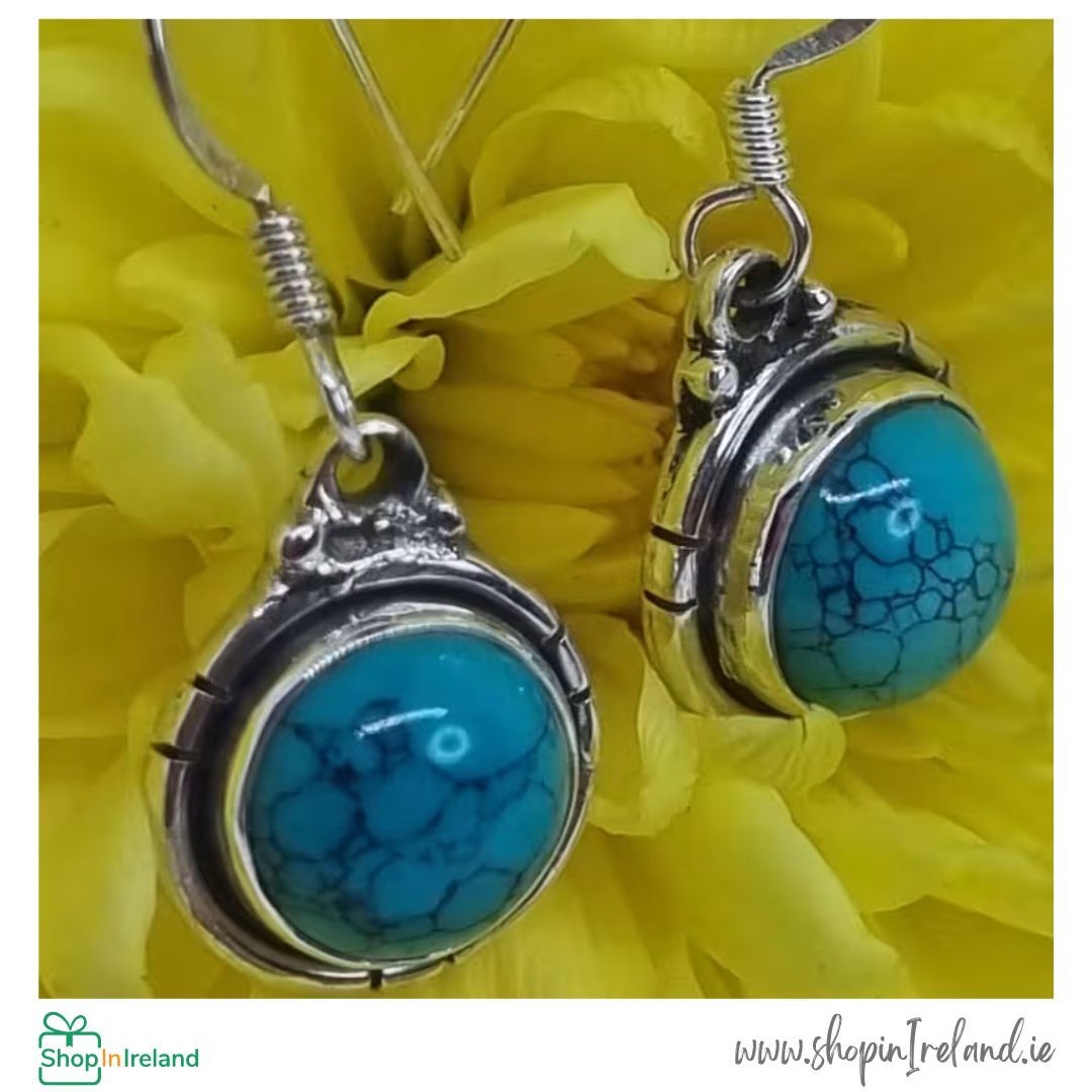 Turquoise the Stone of wisdom and beauty it is believed to bring happiness and good fortune to all who wear it. shopinireland.ie/sterling-silve… #shopinireland #supportsmallbusiness #supportirishbusiness #shoplocal #earrings