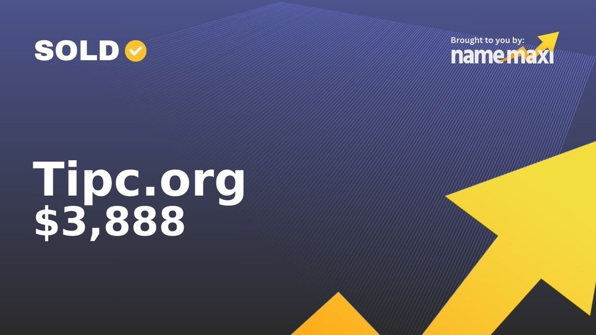 Domain Sold!
✅Tipc․org sold for $3,888
🛒Sold via BuyDomains
📅May 25, 2024

Similar domains:
namemaxi.com/suggestion?sea…