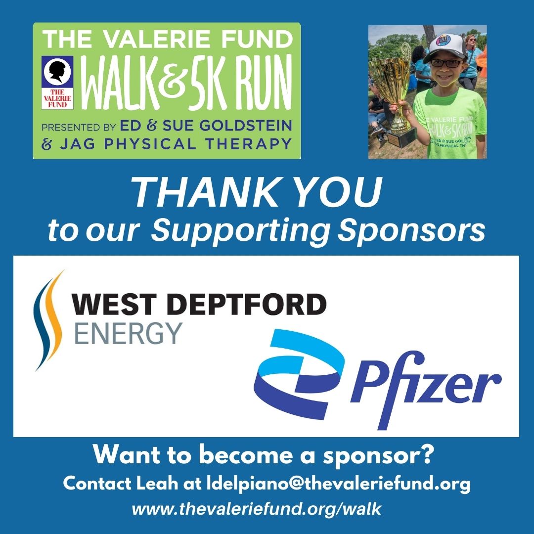 Thank you to @West Deptford & @Pfizer. With the support of amazing companies like yours, we can provide care to thousands of children battling cancer and blood disorders.

#TVFWalkSponsor #Thankyou #Gratitude #TheValerieFund #PediatricCancer #BloodDisorders #Sponsorpost