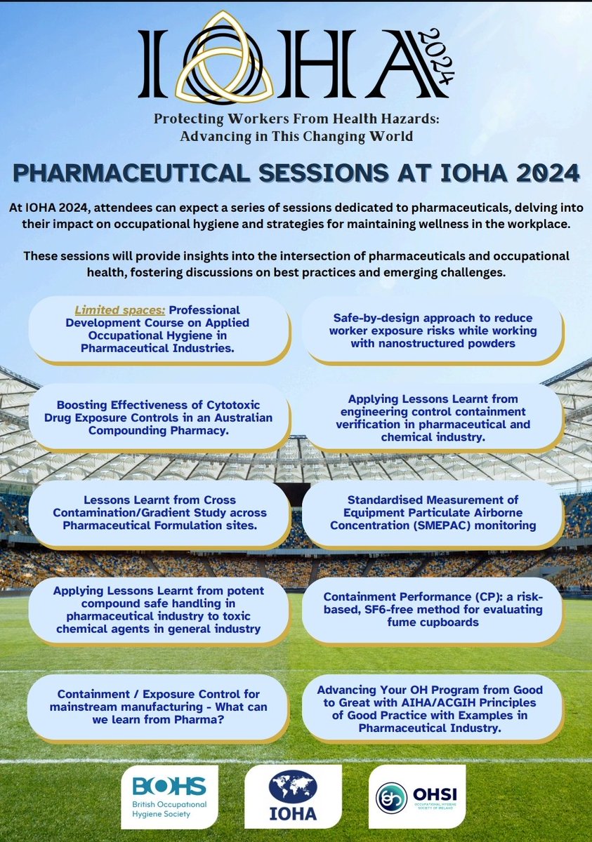 #IOHA2024 is in 2 weeks 🥳🥳🥳

Are you responsible for health & safety in the #Pharmaceutical industry, don't miss out! 

The flyer will interest you, includes a FREE 3 hour professional course for registrants! 

Don't miss out! 
#healthandsafety
#Pharma

ww.ioha2024.org
