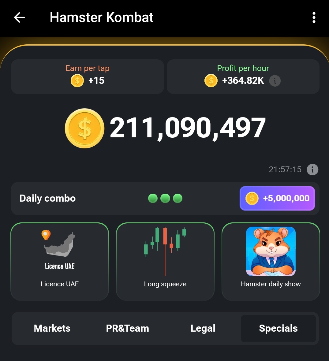 KoranaArjun126's tweet photo. 🔥 Today Combo in #HamsterKombat
🪂 Just Up 1 level up to get 5M Coin in #Hamster
#Hamster #HamsterKombat #TapSwap #Notcoin #NOTCOIN #TAPSWAP #TAPBOT #AUTOCLICKER https://t.co/zM9e22vdbG