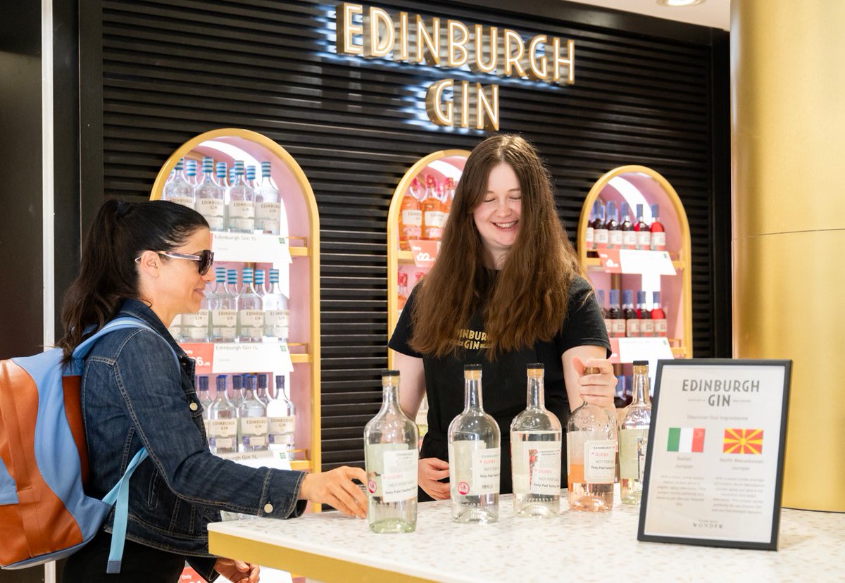 🍸| Here's something you'll be gin-terested in... This @Edinburgh_Gin boutique is now open in Duty Free, created in the style of its new visitor centre in the city. Sip a sample at the bar or pick up a bottle and take a taste of Edinburgh with you on your travels.