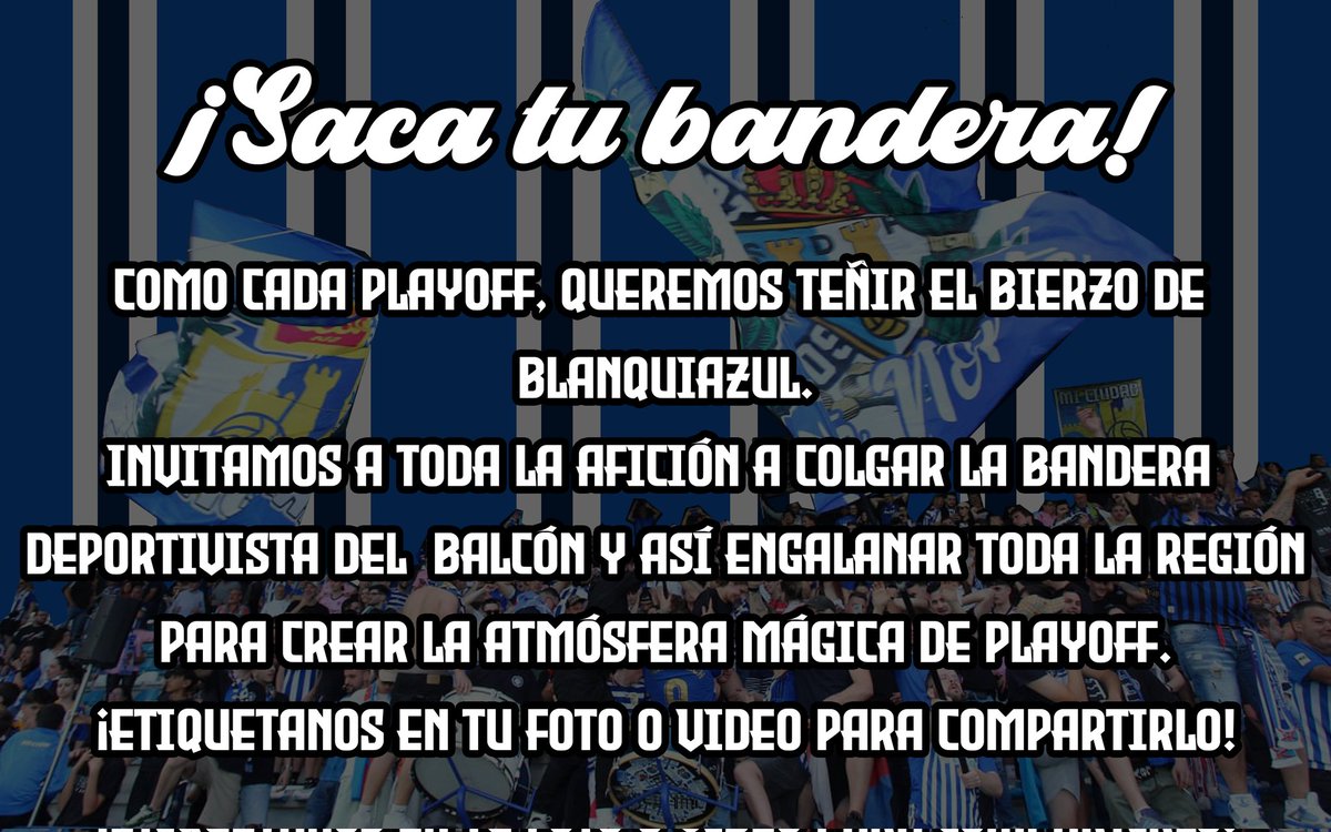 1922Durandarte's tweet photo. Queremos que este domingo El Toralín sea una olla a presión y, ¿que mejor forma que empezar la previa del partido desde ya?
 
Sal a tu balcón y cuelga tu bandera de la Deportiva, ¡tiñamos El Bierzo de blanquiazul! 

¡Comparte esta publicación para que llegue a todo el mundo! https://t.co/fqDzHo2FIj