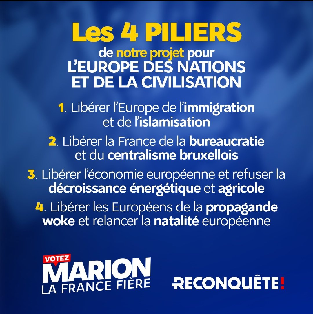 En 2022 nous étions 2,5 millions à prendre conscience que la civilisation Française risquait de disparaître Espérons que le 9 juin, les Français aient pris conscience que les enjeux civilisationnels se jouent également au niveau européen Fédéralisme vs Nations #VotezMarion