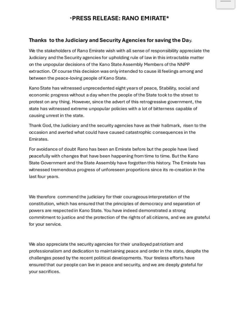 Imranmuhdz's tweet photo. PRESS RELEASE: RANO EMIRATE https://t.co/Ox6sKwnsV0