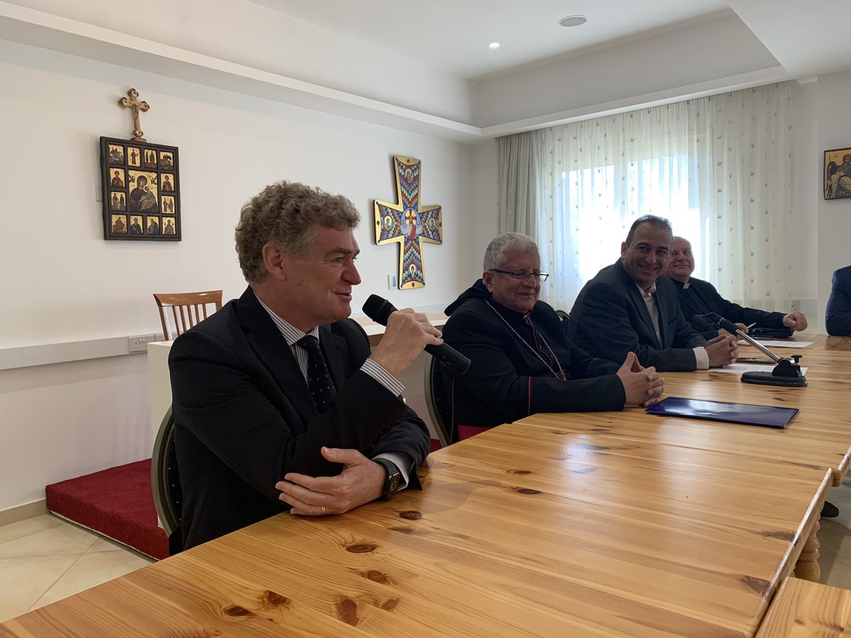 Touched by the words of the Archbishop and Maronite community’s representatives about the 🇪🇺 EU support, a year since the inauguration of the #Kormakitis Centre for Cooperation. Proud of having opened such centre, promoting peace among #Cyprus’ communities and beyond. 🕊️🎶🇪🇺