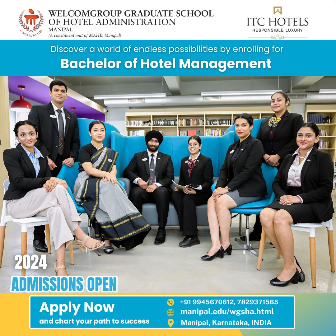 Elevate Your #Hospitality Career: Opt for Welcomgroup Graduate School of Hotel Management #WGSHA India's Premier Institute for #HotelManagement - Unleash Your Potential!
Apply manipal.edu/wgsha/program-… 

#HospitalityCareer #HospitalityEducation #FutureInHospitality #admissionsopen