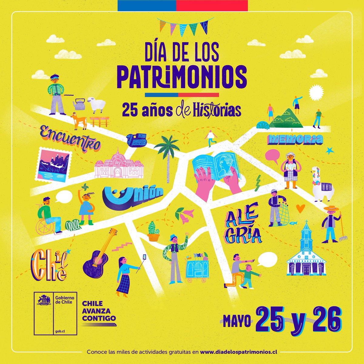 ¿Ya celebraste el #DíaDeLosPatrimonios? 👀 Si aún no participaste o lo quieres repetir, estás a tiempo 🎉 Planifica tu domingo y sé parte de la fiesta cultural más grande de Chile en diadelospatrimonios.cl ✨