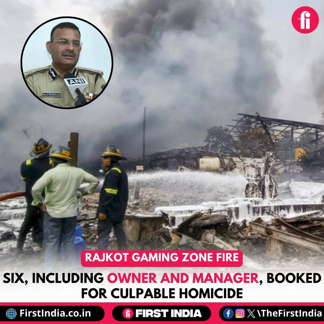 Rajkot gaming zone fire: Six, including owner and manager, booked for culpable homicide More: firstindia.co.in/news/delhi/raj… #Gujarat #Vadodara #GamingZone #Fire #FireAccident #NewsAlert #Gaming #Vadodara #GamingZoneFire