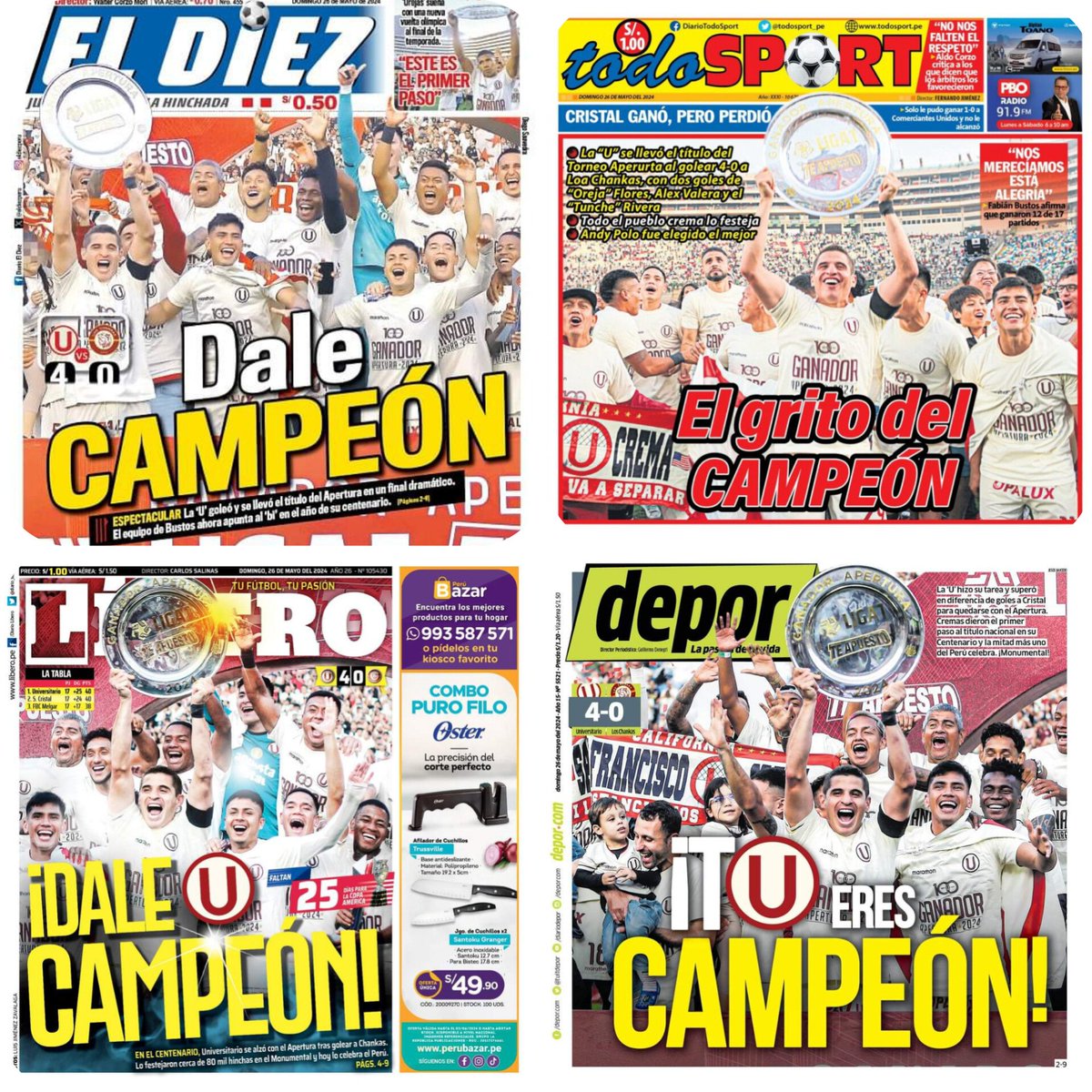 Portadas de los principales diarios deportivos del país 📰.

B🅤EN DOMINGO...
¡Y DALE 🅤 ! 💪👏

#VamosCremas
#ConLaUHastaElFinal
#YDaleU💪👊👏