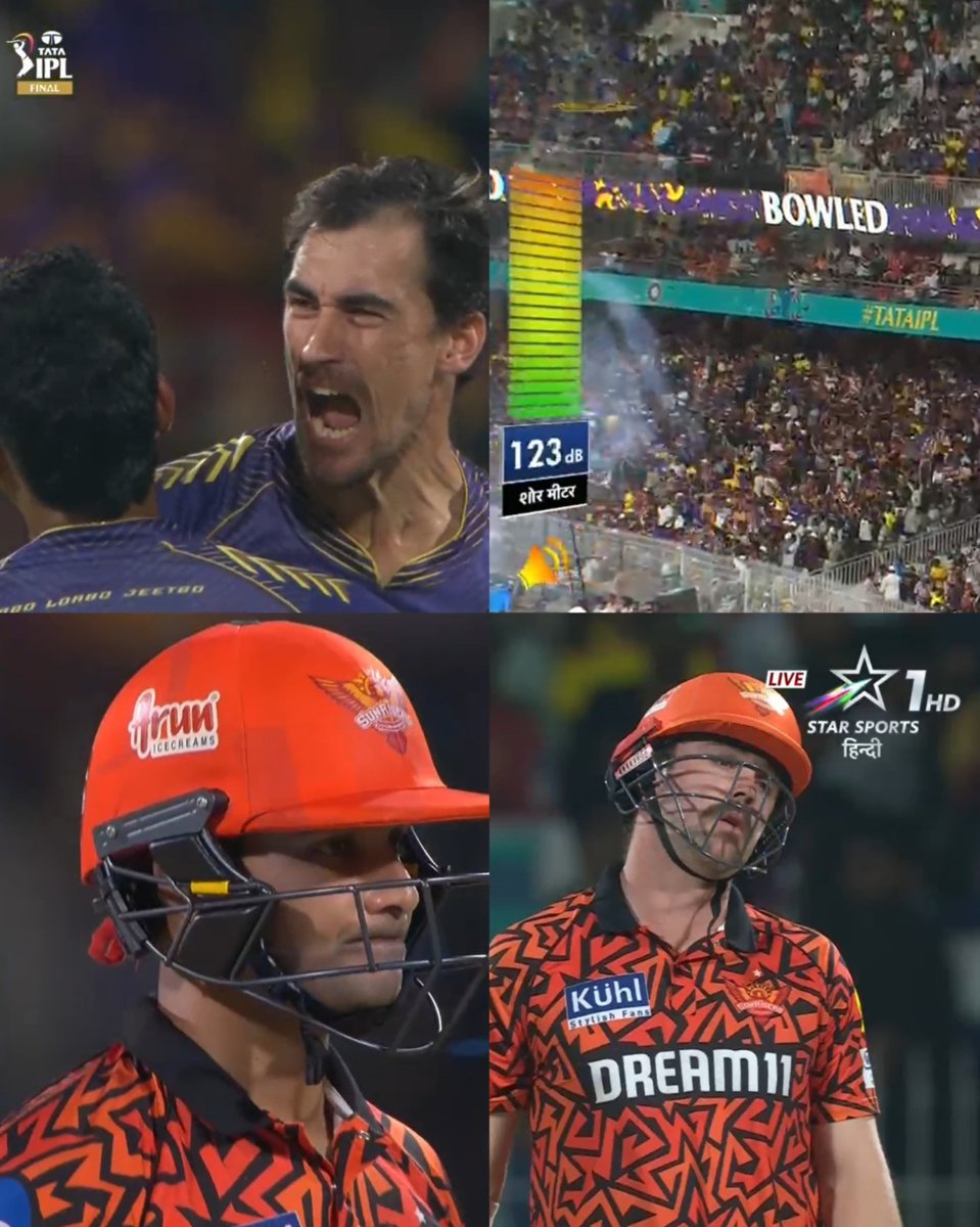 The dangerous duo is back to the hut! 😮🤯 #MitchellStarc & #VaibhavArora are swinging the b̵a̵l̵l̵ game and the Star Sports' Shor Meter is raising the roof after Kolkata's incredible start 🔥 📺 | #KKRvSRH | LIVE NOW | #IPLOnStar | #IPLFinalOnStar