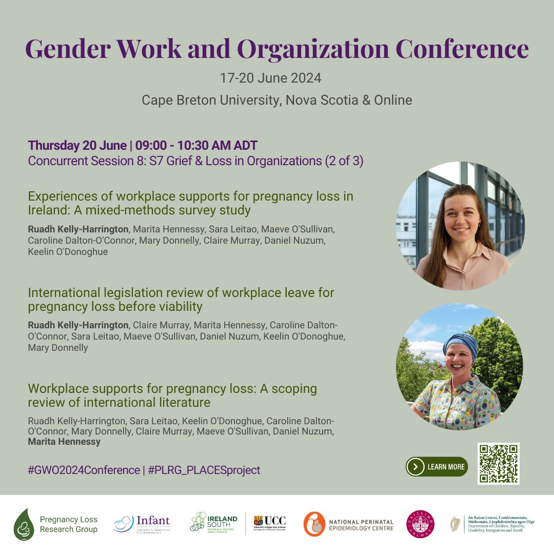 Looking forward to presenting a series of papers from our #PLRG_PLACESproject @GenderWorkOrg #GWO2024Conference. Many thanks to the Grief & Loss in Organizations Stream Convenors for the opportunity 🙏 For more info about the conference/to register ➡️ cbu.ca/research/gwo-c…