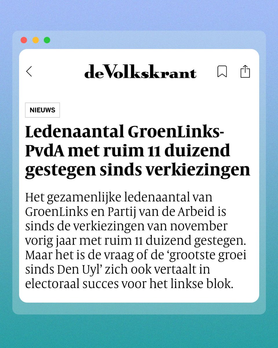 🚨 NIEUWS: gigantische stijging in het aantal leden voor zowel GroenLinks als PvdA! De afgelopen maanden mochten we meer dan 11.000 nieuwe leden verwelkomen. Duizenden mensen die geloven in een groene en sociale toekomst. Doe ook mee, word lid! groenlinkspvda.nl/word-lid