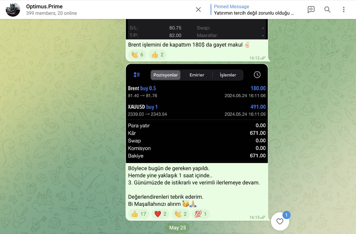 Kurban Bayramına Kadar 5000$ Sermaye İle Her Gün Minimum 250$ Kazanç Hedefli Yeni Trade Serüvenimizin 1. Haftasında Neler Oldu ve Optimus Prime Performansı Nasıldı ? 1- 21 Mayıs günü sermayemi 5000$' a getirmek için hesaptan 10 328$ kar çekimi yapıldı. 2- 22 Mayıs günü bir