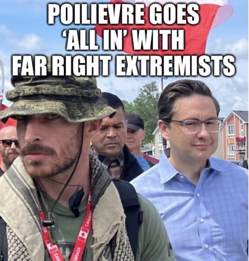 💯 There will always be the lunatic fringe who show up with their paraphernalia. The issue, the concern, the slap in the face of Canadians, is the CPC courting them. Unacceptable. #NeverPoilievre #cdnpoli