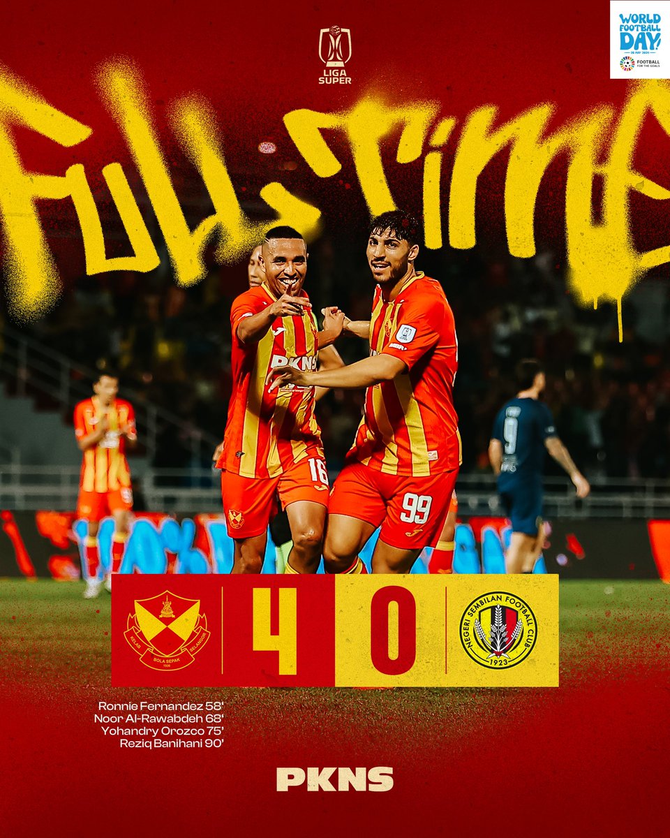 Mission complete! 4️⃣ goals for the night and a clean sheet ensures all 3️⃣ points for #SFC, as we climb up the league standings 📈 Well done #RedGiants! ❤️💛 Powered by PKNS #SFC #MKLK #MerahKuning #LambangKebanggaan #JusticeForFaisalHalim #WorldFootballDay #GlobalGoals