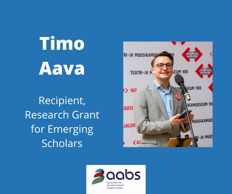 Congratulations to @Timo_Aa for being awarded an Emerging Scholars Grant! Timo will use the grant to fund a research stay at Harvard, where he will continue working on his book on the theory and practice of non-territorial autonomy in Estonia. Read more: aabs-balticstudies.org/2024/05/26/tim…