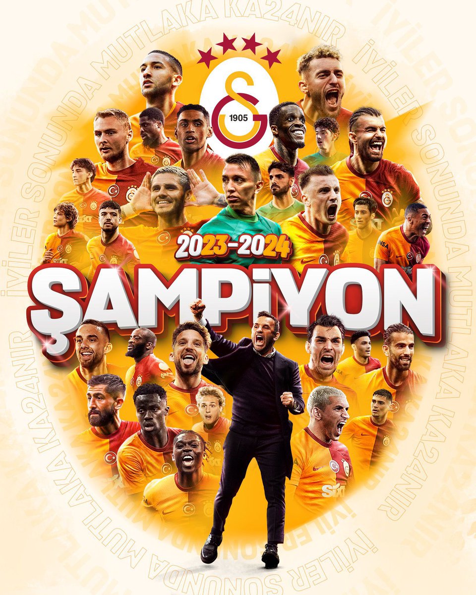 Süper Lig’te 2023-2024 sezonunu şampiyon tamamlayan Galatasaray camiasını, futbolcularını, yönetimini, teknik ekibini ve taraftarlarını tebrik ediyorum. @GalatasaraySK