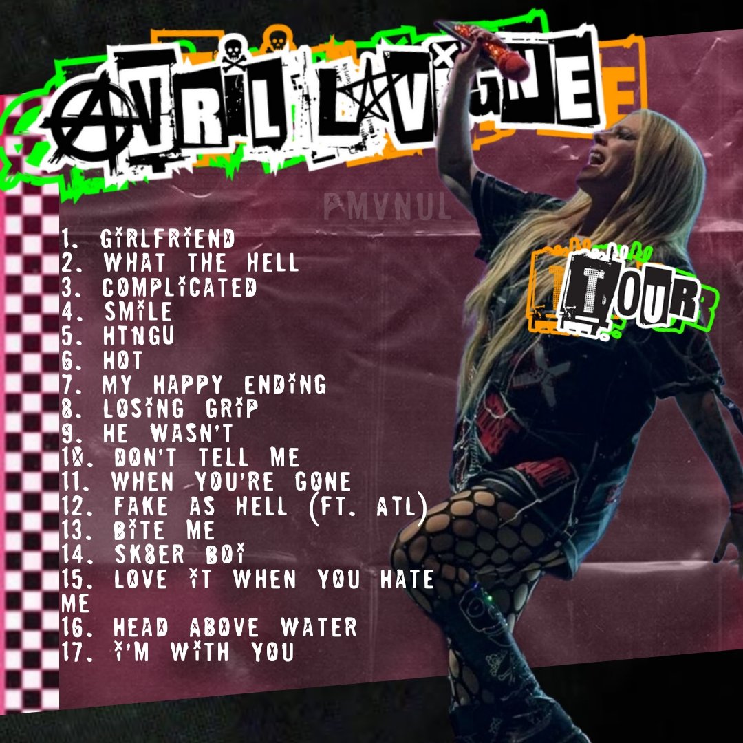 los outfits y setlist de Avril de anoche ❌🖤