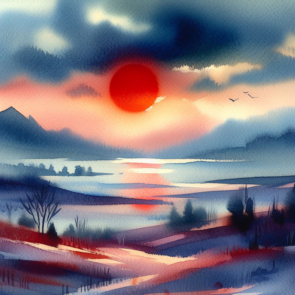 UltraStarAI's tweet photo. #AI #AIart #DALLE3 #Art #aiartcommunity #watercolor #watercolorpainting #painting #aesthetic #atmosphere #relax #beautiful #blur #mist #dream #sunrise #sunset #lake #forest #perfect #red https://t.co/576SKV7lNH