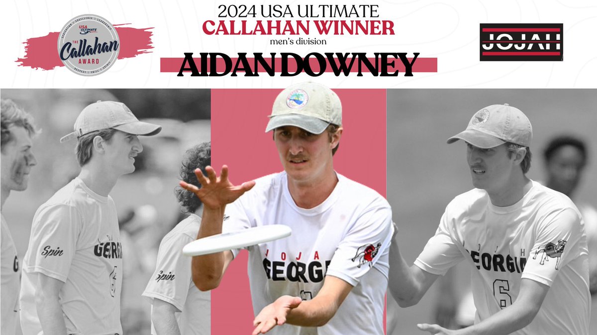 USA Ultimate (@usaultimate) on Twitter photo Congratulations to the 2024 Callahan Award winner in the men’s division, from <a href="/JojahUltimate/">Jojah Ultimate</a>, Aidan Downey!
#CallahanAward | #USAUltimate Congratulations to the 2024 Callahan Award winner in the men’s division, from <a href="/JojahUltimate/">Jojah Ultimate</a>, Aidan Downey!
#CallahanAward | #USAUltimate