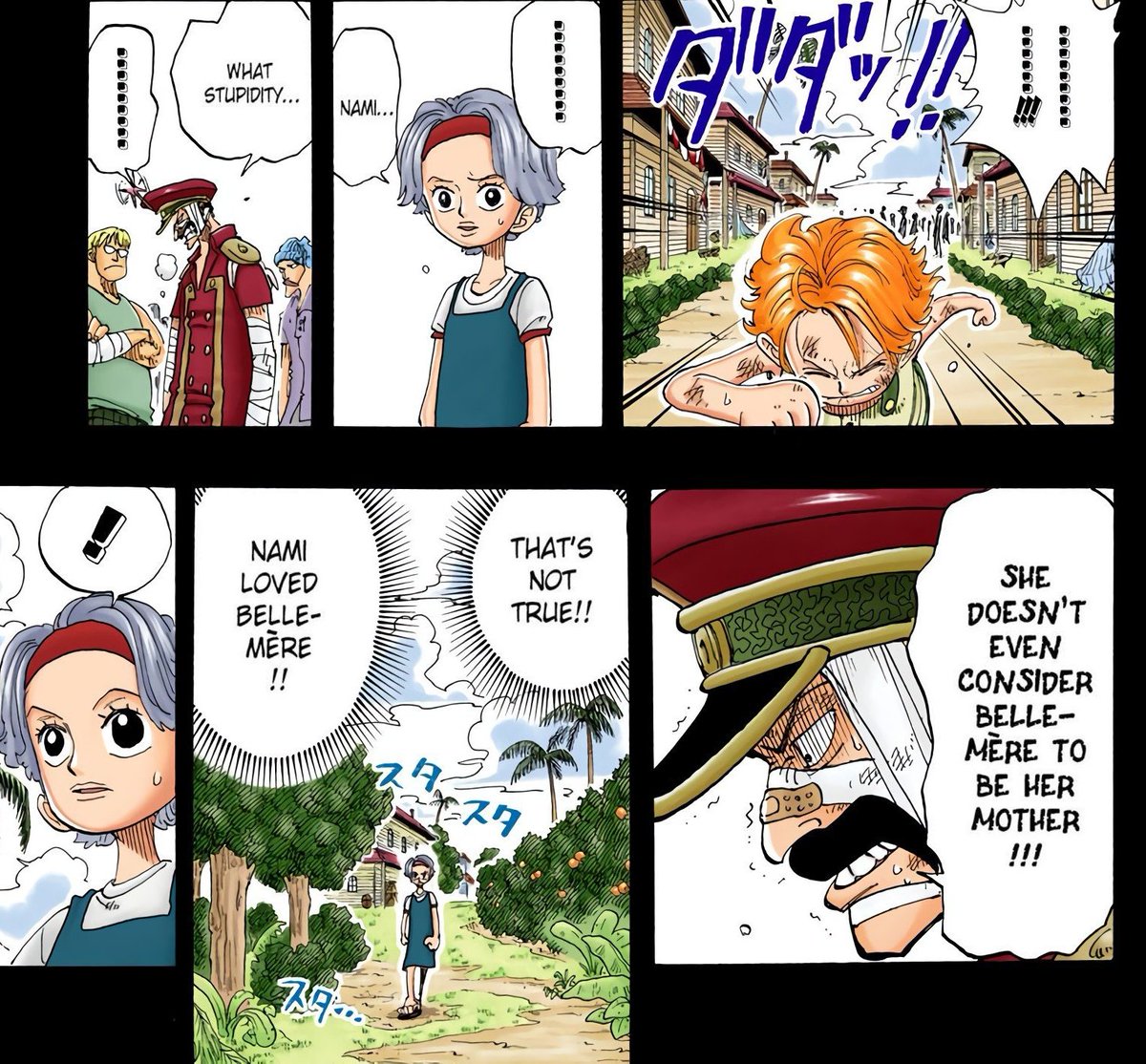 Some could be confused because of the awful live action script, but this was Nojiko when Nami was taken by Arlong. While the village gave up on her, she didn't rest until she understood the real reason.

Nojiko leaving in the middle of such reveal is not normal. #ONEPIECE1115