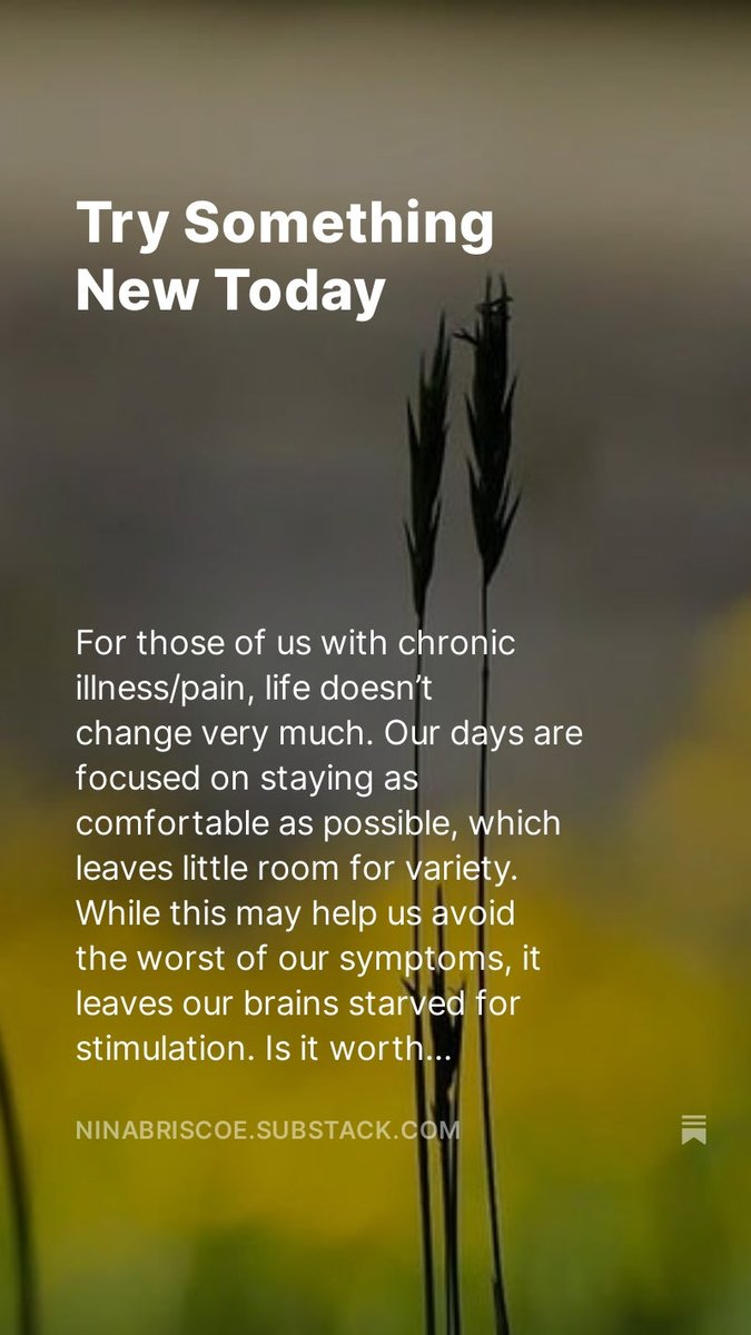 My latest newsletter is about how changing our daily routines helps us cope and adapt to new situations. Even watching a new tv show can make a difference. Changes don’t have to be big to be effective! 
#chronic #chronicpain #coping #chronicillness