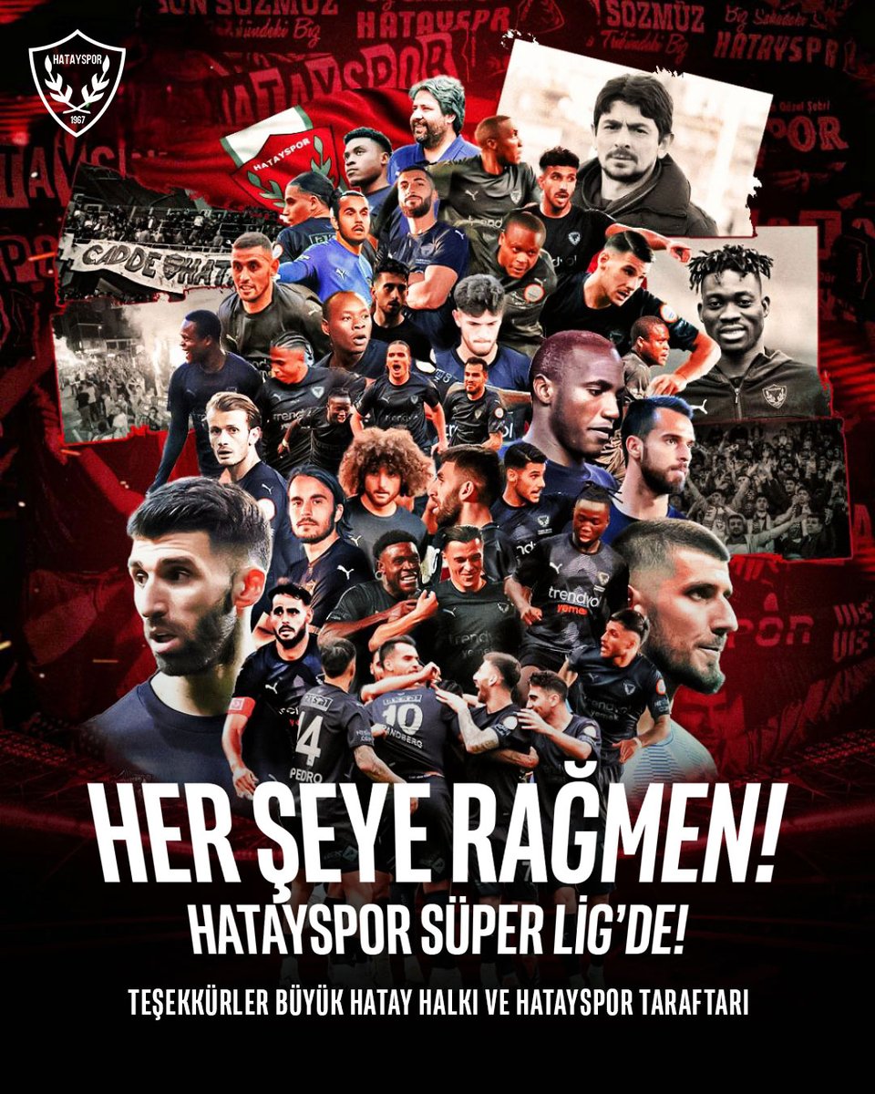 Hatayspor_FK's tweet image. Bütün zorluklara, yokluklara, haksızlıklara rağmen HATAYSPOR SÜPER LİG'DE! Her koşul ve durumda yanımızda olan taraftarımıza teşekkürler🙏